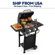 Garvee 2-Burner Propane Gas Grill 16000 BTU BBQ Cart Cast Iron Grates Patio picture
