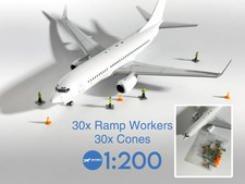 1:200 Scale Ground Crew Workers & Traffic Cones Set (x30 + x30) | Ramp Workers picture