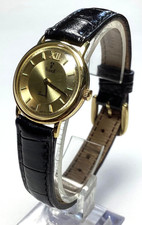 Vintage VicencE Italy 14K Gold Watch Swiss Quartz Gold Dial 25mm New Battery picture