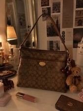 Vintage Coach Brown Signature Canvas Shoulder Bag Purse Y2K Monogram picture