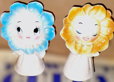 Rare Vtg PY Japan Anthropomorphic Flower Face Salt Pepper Shakers 1950s Kitsch  picture