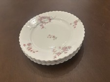 O & E G Royal Austria 4 Plates Scalloped Edge & Base Garlands Pink Roses 8