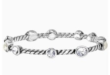 Brighton Monte Carlo Hinged Rope Bangle Bracelet Silver Clear Crystal picture