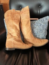Frye Paige Riding Tall Boots Yellow  Tan Leather Pull On Womens 8 Classic picture