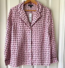 J.CREW Women's Pink Paisley Cotton Button-Front Pajama Top S picture