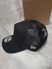 1X - New Era 9FORTY Snapback Trucker Cap Blank  { BLACK }  with LOGO outside picture