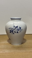Vintage French Bleu d'Arras Porcelain Mini Vase, Hand-Painted Cobalt Blue Floral picture