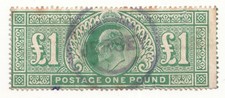 GB King Edward VII £1 Green Postage Stamp KEVII Used High Value 