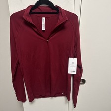 Athleta Half Zip Long Sleeve In Cranberry Maroon Size Large NWT  picture