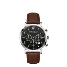 Bulova Caravelle Men's Quartz Chronograph Brown Leather Watch 43B140 picture