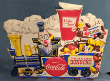 1960's French COCA COLA Clown/Candy Express Train Vacuform. COKE plastic sign picture