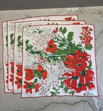 VERA NEUMANN VINTAGE NAPKINS RED FLOWERS picture