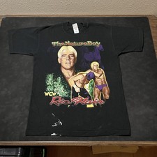 Vintage Ric Flair Graphic Shirt Mens Large Black WCW Wrestling Nature Boy 90s picture