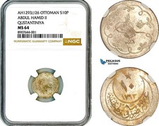 AM441, Turkey, Ottoman Empire, Abdulhamid II, 10 Para AH1293//26, NGC MS64 picture