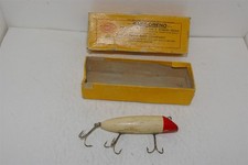 Vintage South Bend Bass Oreno Red & White No Eye Variant Fishing Lure w/Box  picture