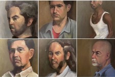 Lot of 6 Vintage Oil on Canvas Portrait Paintings of Men Fine Art  picture