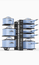 Adjustable 8-Slot Pan Organizer Rack Stand, Black Metal Free Standing Large picture
