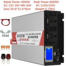 5000W 8000W Max 12V 24V 48V to 220V 240V Pure Sine Wave Power Inverter LCD USB picture
