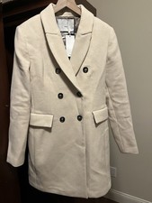 Women’s Mango Coat Wool Blend Size M Tan Beige With tags picture