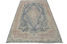 Kermani Rug 9’7” x 13’10” Blue Wool Vintage Distressed Hand-Knotted Carpet picture