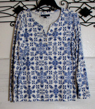 Karen Scott Women's Knit Top Size L Multicolored Floral Round Neck Long Sleeve picture