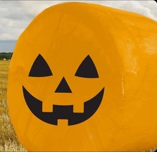 Halloween Pumpkin Face Holiday Bale Round Roll Cover Ranch & Farm COUNTRY CANVAS picture