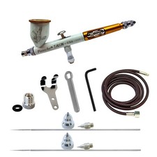 C-TG3AS-WG Paasche Talon White/Gold Cerakote Dbl Act Grav Feed Airbrush 3AS Set picture