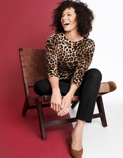 TALBOTS Size XL 100% Cashmere Audrey Sweater Pullover Animal Print Leopard Brown picture