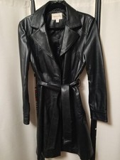 Worthington Vintage Long Black 100% Genuine Leather Jacket picture