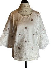 SKIES ARE BLUE FLORAL EMBROIDERED TOP,SIZE-S,$79 picture