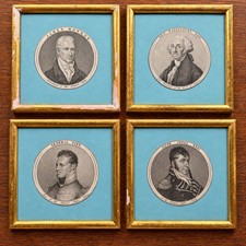 Antique c1817 American Portrait Engravings Set of 4 Washington Monroe Pike Jones picture