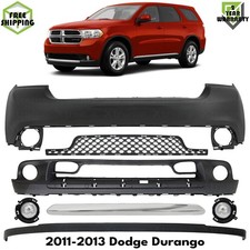 Front Bumper Cover Primed Plastic & Fog Lights Kit For 2011-2013 Dodge Durango picture