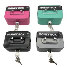 Small Cash Box with Money Tray and Lock, Metal Cash Lock Box with Key picture