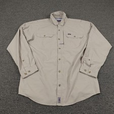 Patagonia Shirt Mens Medium Beige Solid Long Sleeve Button Up Fishing Outdoor picture