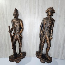 Vintage Dart Ind Colonial Soldiers Wall Plaques Set of 2 Revolutionary War MCM picture