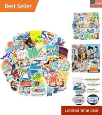 50 Waterproof Surf Stickers Pack for Teens - Perfect for Water Bottles & Laptops picture