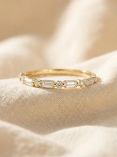 0.52 CT Round Cut Half Eternity Moissanite Wedding Band 14K Yellow Gold Plated picture