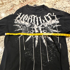 Hostility Men's Y2K Style Black Double-Sided Graphic Tee XL Cotton Crew Neck picture