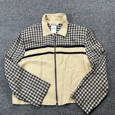 Vintage Nina Piccolino Jacket Womens 10 Tan Plaid Collared Full Zip USA 90s picture