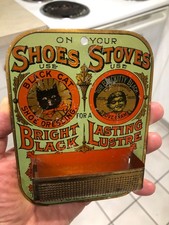 VINTAGE NOS  c1910 CANADIAN “BLACK CAT SHOE DRESSING & STOVE POLISH” MATCH HOLDR picture