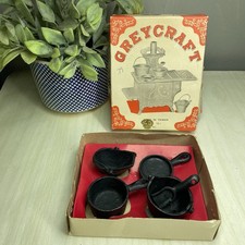 Vintage Greycraft Cast Iron Toy Pots and Pans made in USA Doll Miniature Taiwan picture