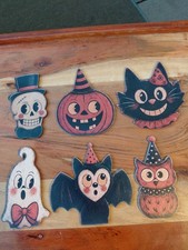 6 Vintage Style Halloween Wooden Cutouts Figures Characters picture