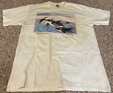 Jerzees Nancy Spaulding Moonlit Orca Dance Print Short Sleeve Shirt Mens Size L picture