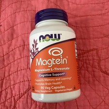 NOW Foods Magtein Capsules - Cognitive Support 90 Capsules 10/28 picture