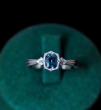 Teal montana sapphire ring vintage teal sapphire ring cushion cut teal ring picture