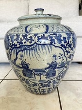 Chinese Qing Blue and White Porcelain Large Storage Vessel 20