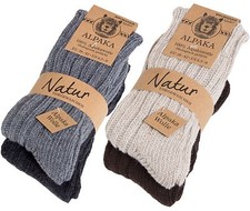 BRUBAKER Men's Women's Alpaca Wool Socks Winter Socks for Men Women 4 Pair Pack picture