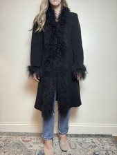 Stunning Vintage Marvin Richards Lambswool Coat with Mongolian Lamb Fur Trim picture