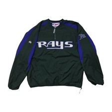 VTG 00s MLB TAMPA BAY DEVIL RAYS MAJESTIC AUTHENTIC PULLOVER JACKET SIZE L picture
