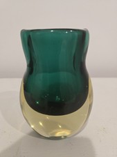 Vintage Salviati Murano Glass Sommerso Green Vase picture